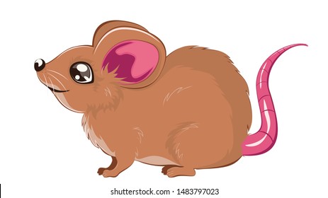 Cute cartoon brown mouse or rat design.