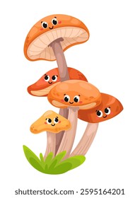 Cute cartoon brown mushrooms. Vector illustration on white background. For prints, fabric, publications, games.