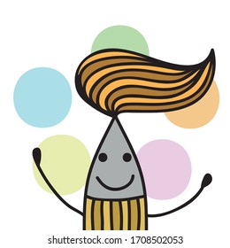 Cute cartoon brush. Vector illustration