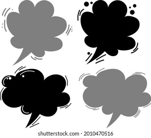 Cute cartoon bubble set hand drawn in black and gray colors. Ideal text template for presentations, speeches, comic books