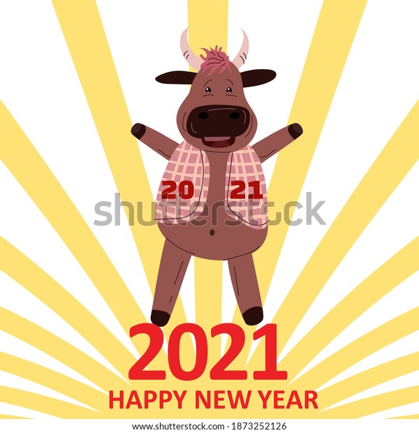 Cute Cartoon Bull Checkered Yolk Zadiacal Stock Vector (Royalty Free ...