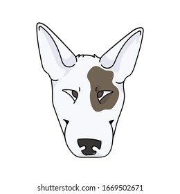 Cute cartoon bull terrier dog breed face vector clipart. Pedigree kennel show dog for dog lovers. Purebred domestic pooch for pet parlor illustration. Isolated canine puppy with snout. EPS 10. 