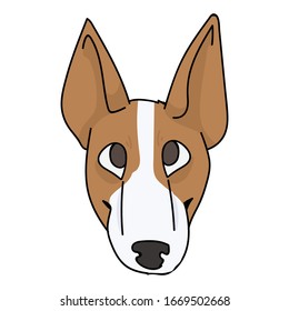 Cute cartoon bull terrier puppy face breed vector clipart. Pedigree kennel show dog for dog lovers. Purebred domestic pooch for pet parlor illustration. Isolated canine with snout. EPS 10. 