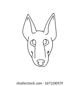 Cute cartoon bull terrier puppy monochrome lineart face vector clipart. Pedigree kennel show dog for dog lovers. Purebred domestic pooch for pet parlor illustration. Isolated canine with snout.