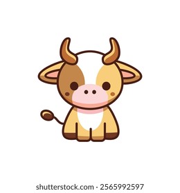 cute cartoon bull. vector illustration isolated on white background for t - shirt and print