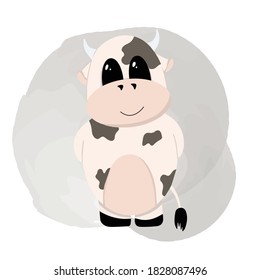 Cute cartoon bull. Vector. Symbol of 2021
