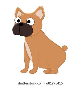 Cute cartoon bulldog dog. Vector illustration. . Dog  breeds. Isolated on white background