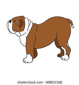 Cute cartoon bulldog isolated on white background. Vector illustration. Eps 10. 