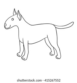 Cute cartoon bullterrier isolated on white background. Funny dog. Vector illustration. Eps 10.