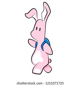 cute cartoon bunny animal with backpack vector