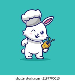 Cute Cartoon Bunny Character Carrying A Carrot And Wearing A Hat