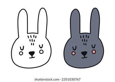 Cute cartoon bunny coloring book for children.