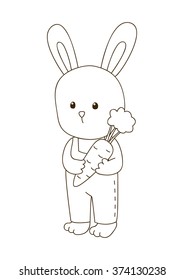 Cute cartoon bunny for coloring book