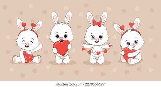 Un lindo cachorro de caricatura con un corazón para tu dimisión. Día de San Valentín, Día de las madres, tarjeta de bodas.Ilustración vectorial