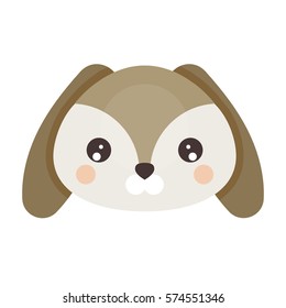 Cute cartoon bunny flat icon vector illustration. For Easter design.