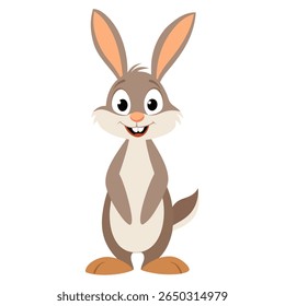 Cute cartoon bunny. Fluffy happy rabbit animal in playful style. Suitable for children's books, sticker, mascot,fairy tales, logo. Isolated vector illustration on white background. Front view