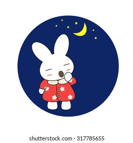 Cute cartoon bunny girl in a pretty pink dress. Vector illustration.