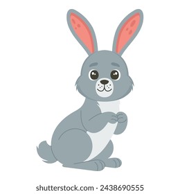 Cute cartoon bunny hand drawn, vector illustration.