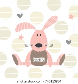cute cartoon bunny, Happy Easter pattern vector illustration