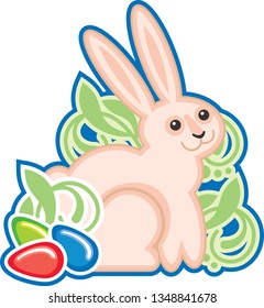 Cute cartoon bunny isolated on a white background