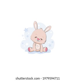 Cute cartoon bunny isolated on a white background.Vector illustration