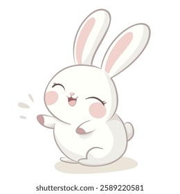 Cute cartoon bunny with long ears and joyful expression, perfect for children illustrations or playful designs