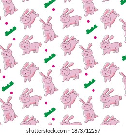 Diseño de patrones de conejo de dibujos animados para impresión y decoración