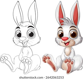 Cute cartoon bunny with playful expression and big eyes