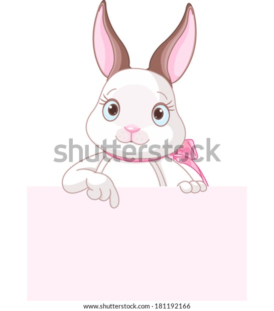 Cute Cartoon Bunny Rabbit Peeking Round Stock Vector (Royalty Free ...