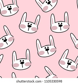 Cute cartoon Bunny Rabbit Seamless Pattern. Vector Background for textile, wraping paper, fabric, clothes, Web, phone case