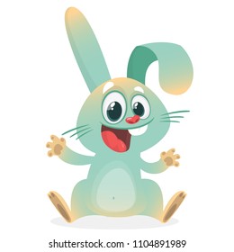 Cute cartoon bunny rabbit sitting. Farm animals. Vector illustration of a smiling bunny