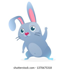 Cute cartoon bunny rabbit sitting. Farm animals. Vector illustration of a smiling bunny