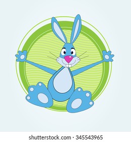 Cute cartoon bunny rabbit vector illustration. For birthday and easter cards and invitations