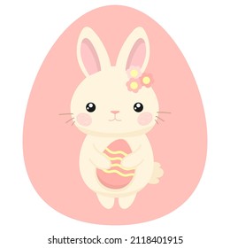 Cute Cartoon-Hase mit Osterei