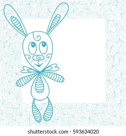 Cute cartoon bunny toy. Vector illustration.