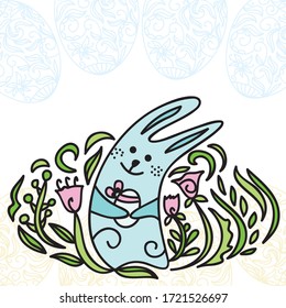 Cute cartoon bunny. Vector illustration