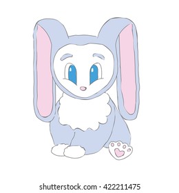 Cute cartoon Bunny with very long ears. 