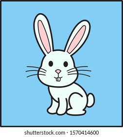 cute cartoon bunny in the window, flat design character, for print, website, book.