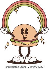 Cute Cartoon Burger and Sausage Illustration