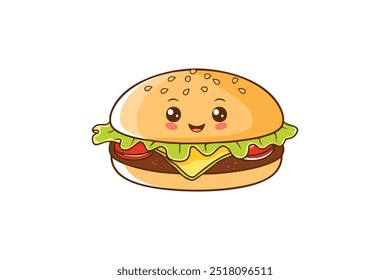 Desenho animado bonito Burger vetor plana design ilustração