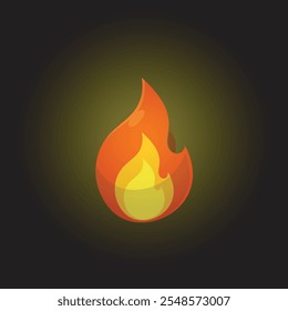 Cute cartoon burning fire element vector Icon Illustration object. Flame cartoon lights up the darkness