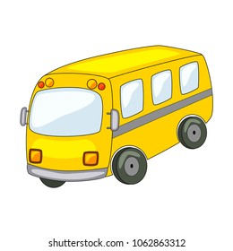 Cute cartoon bus. Vector illustration isolated on white background. Vector vehicles.