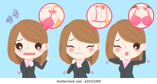 cute cartoon business woman with body pain