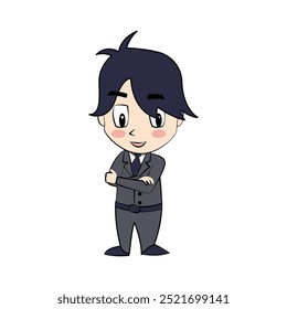 Cute cartoon of businessman which put on suit,vector illustration