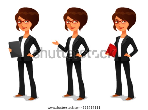 Cute Cartoon Businesswoman Elegant Suit Stock Vector (Royalty Free ...