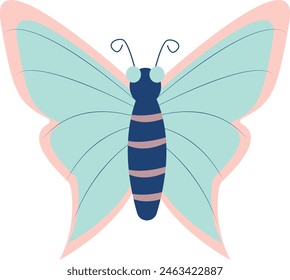 Cute Cartoon Butterfly with Flat Style. Vector Illustration Design.