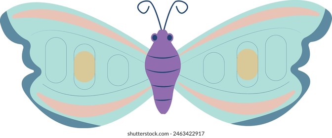 Cute Cartoon Butterfly with Flat Style. Vector Illustration Design.
