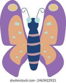 Cute Cartoon Butterfly with Flat Style. Vector Illustration Design.