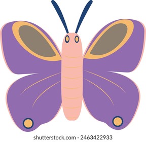 Cute Cartoon Butterfly with Flat Style. Vector Illustration Design.