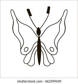 Cute cartoon butterfly isolated on white background. Good for colouring. Vector illustration. EPS 10.